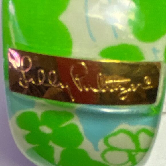 Lilly Pulitzer Lucite Green Floral Print Bracelet - Picture 3 of 4